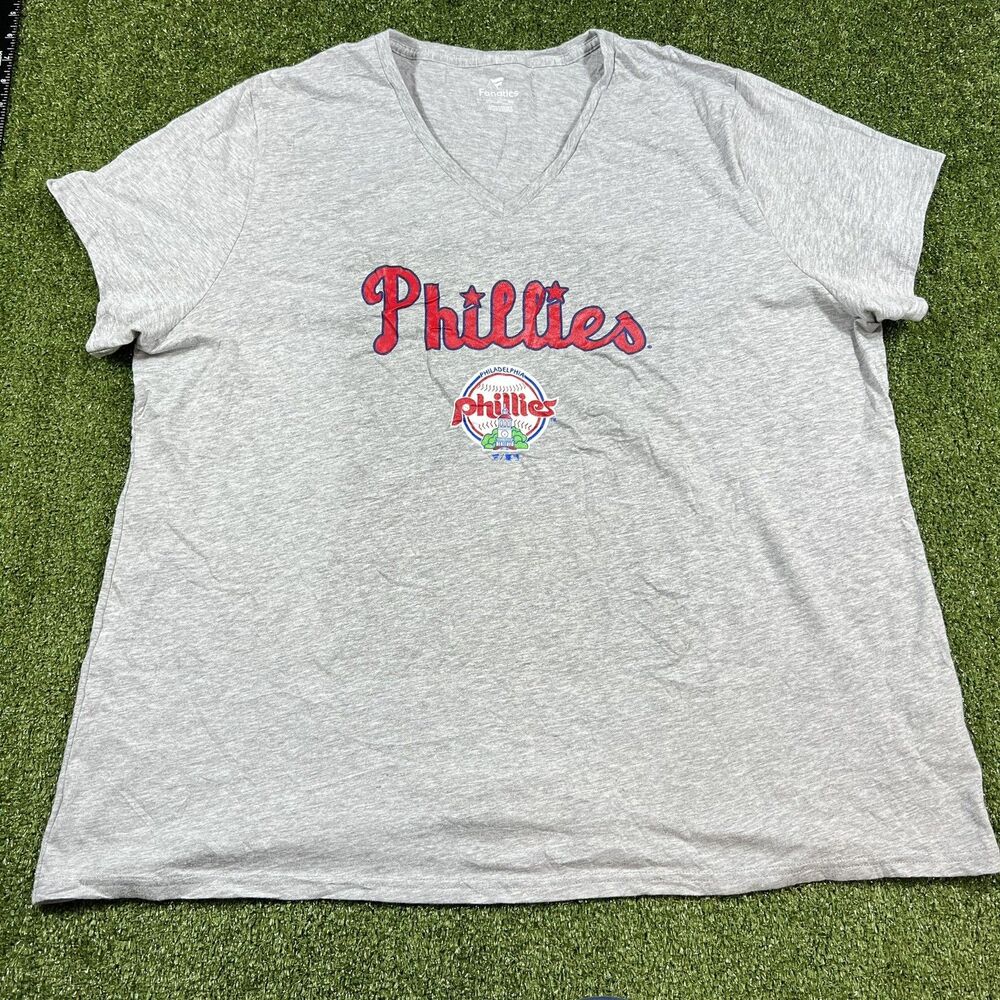 Philadelphia Phillies Fanatics Women’s Grey T-Shirt MLB Baseball Tee 3XL NWOT